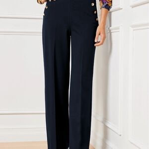 Talbots Navy Greenwich High-Waisted Button-Detail Sailor Pants 16